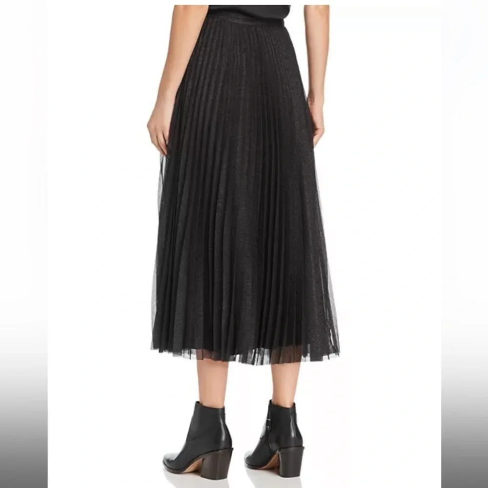 Anine Bing Black Lovisa Pleated Metallic Midi Skirt